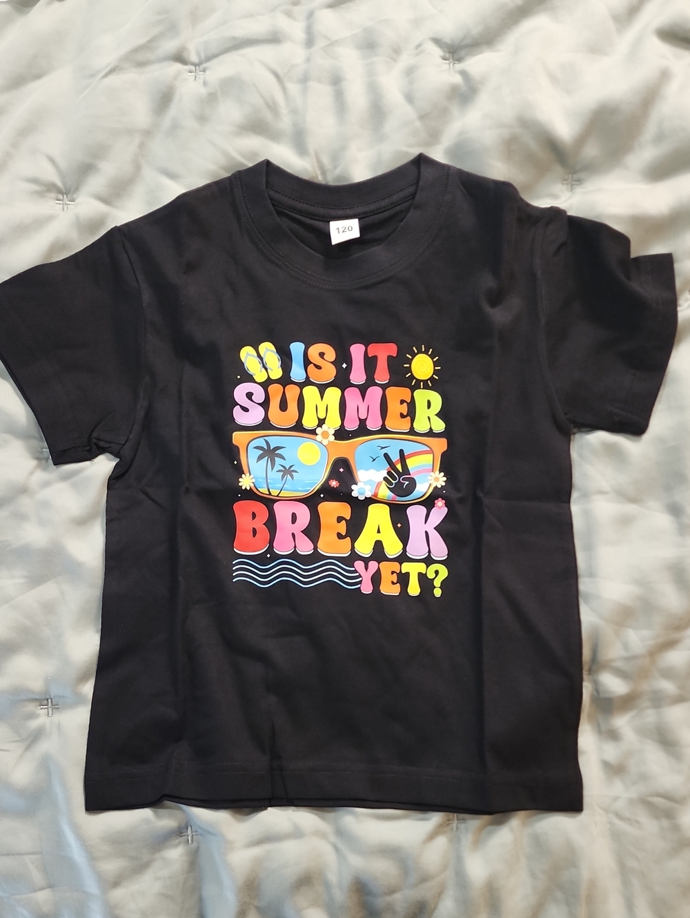 Kids "Is It Summer Break Yet?" Graphic Tee - Black